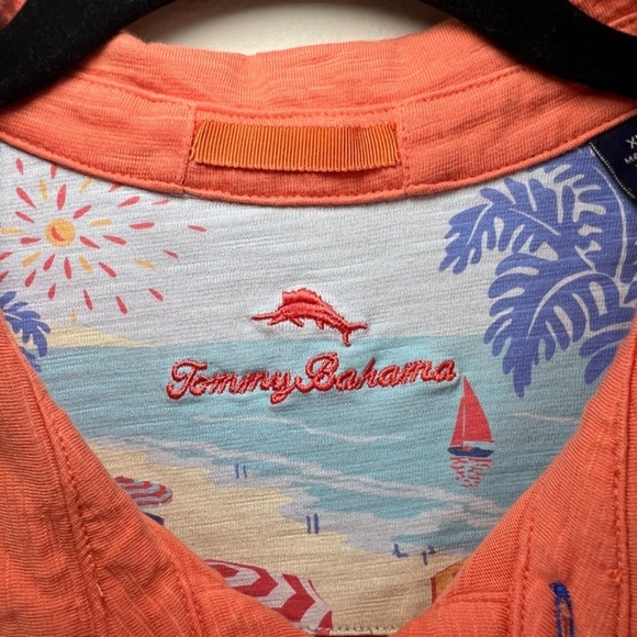 Tommy Bahama Mens Pima Cotton Slub Knit Polo Shirt Coral Golf Resort Colorful XL - Picture 2 of 13